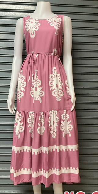 Summer Casual Sleeveless Maxi Dress With Waist Tie